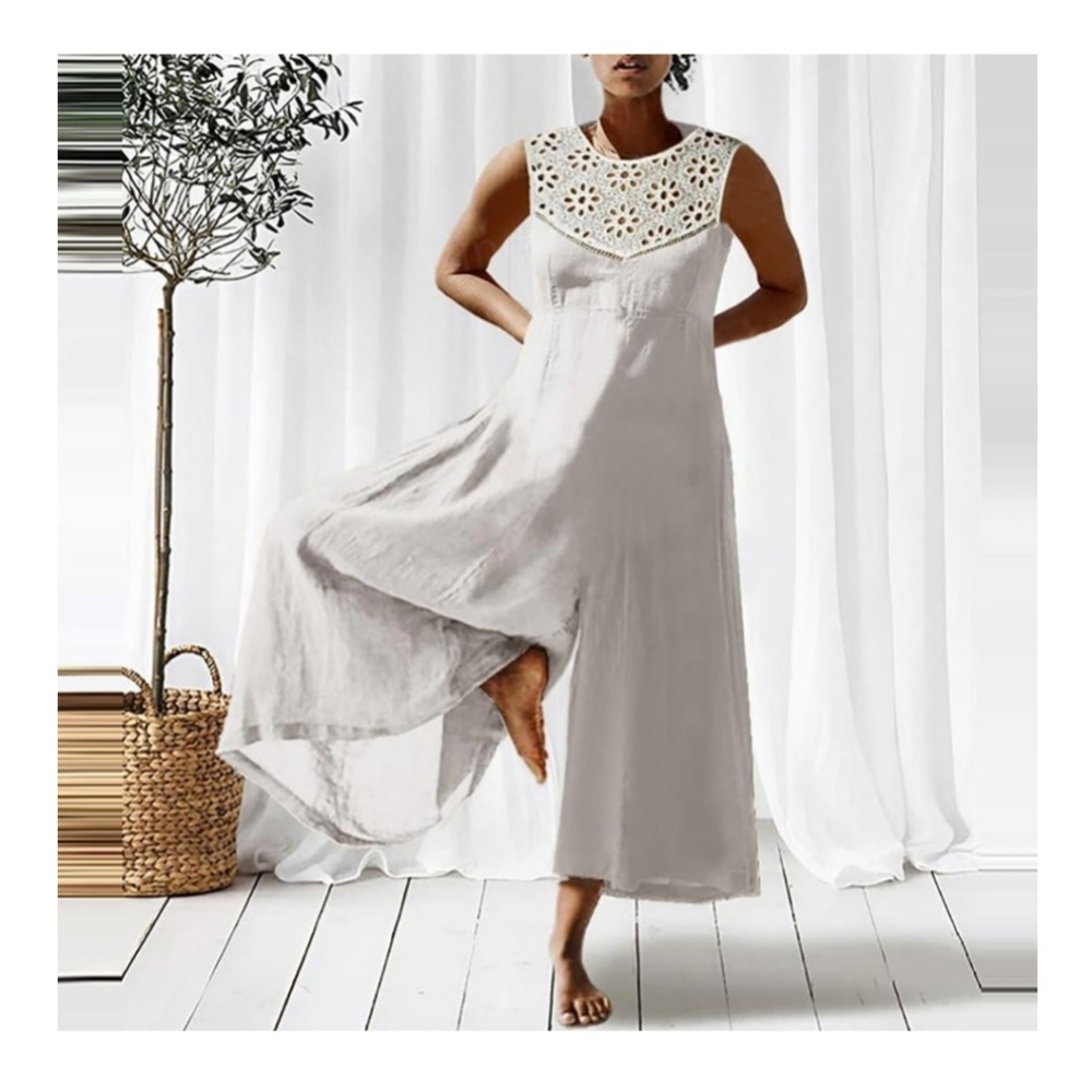 Linen White Pantsuit Spring Linen Romper